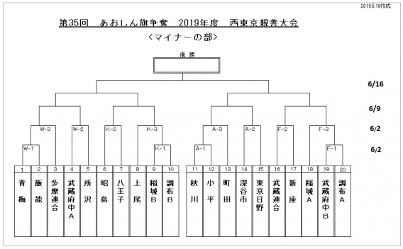 第３５回あおしん旗争奪２０１９年西東京親善大会・マイナーの部